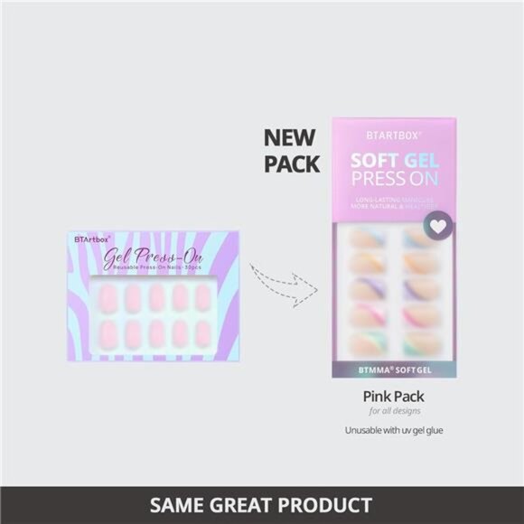 BTArtbox Square Ombre Press On Nails -Soft Gel Press On Nails Short with Nail - Picture 3 of 7